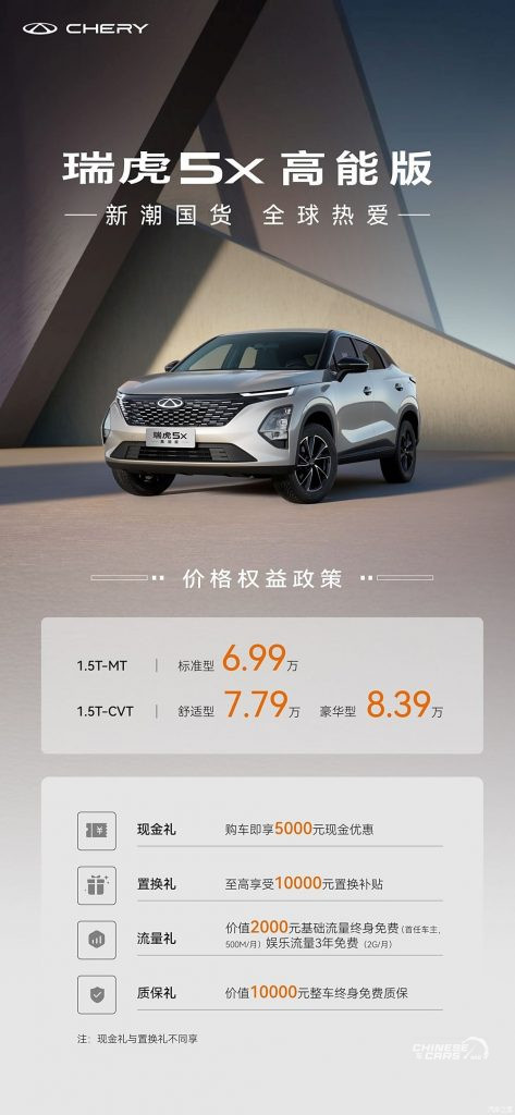 Chery Tiggo 5x (أومودا 5) 2025 بتحديثات جديدة تطلق رسميًا في الصين بسعر 69.900 يوان (35,956 رس)! تعرف عليها