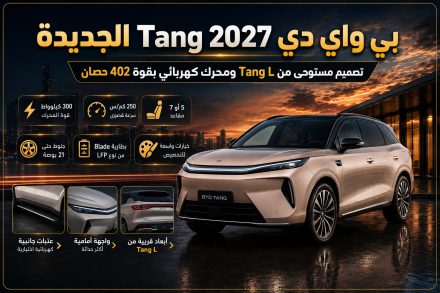 بي واي دي Tang 2027 الجديدة تظهر رسميًا.. تصميم مستوحى من Tang L ومحرك كهربائي بقوة 402 حصان مع خيار 5 أو 7 مقاعد