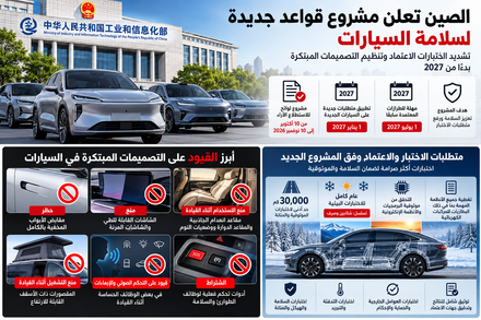 الصين تعلن مشروع قواعد جديدة لسلامة السيارات.. حظر المقابض المخفية بالكامل والشاشات القابلة للطي وتشديد اختبارات الاعتماد بدءًا من 2027